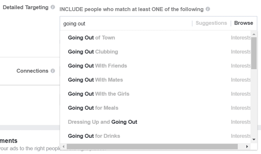 facebook targeting options for events