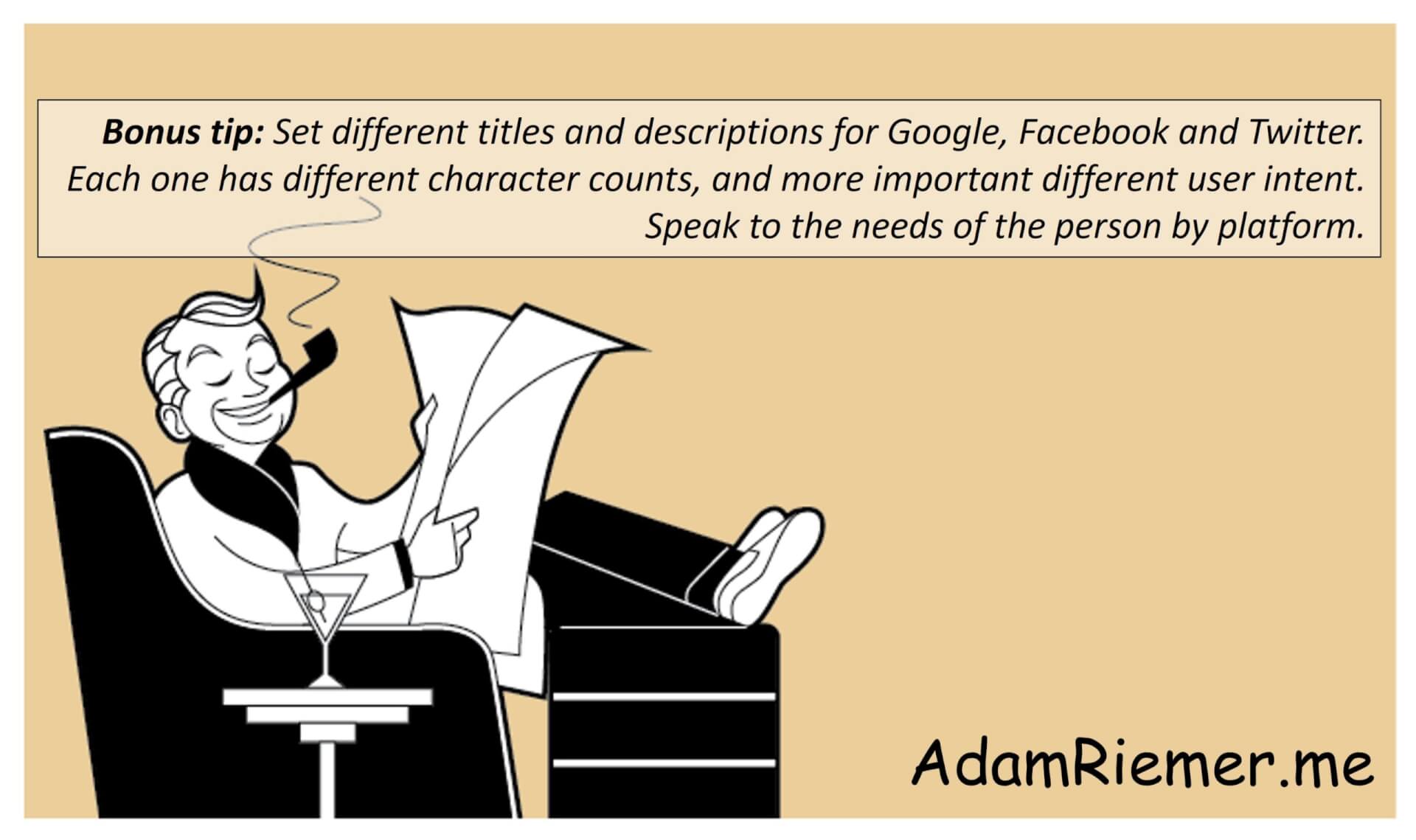 use different titles for google twitter and facebook